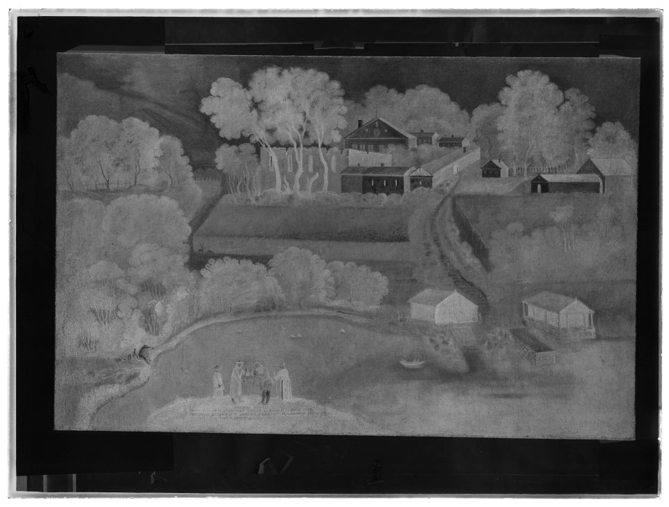 Halsnöy kloster nära Bergen, Norge. Oljemålning på duk - Skoklosters slott - 34493-negative