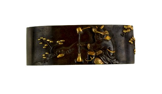 Hamano Noriyuki - Fuchi with a Man Pouring Water or Sake into a Bottle - Walters 51942