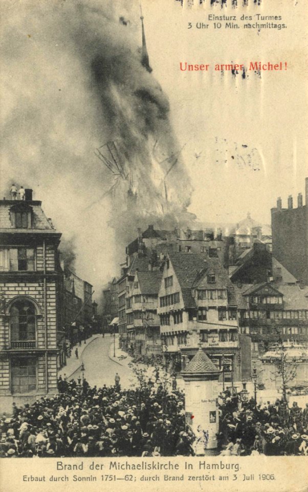 Hamburg, Hamburg - Brand der Michaeliskirche (Zeno Ansichtskarten)