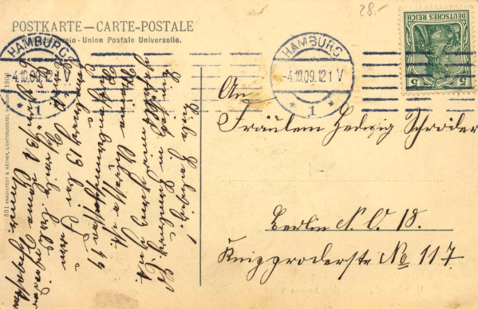 Hamburg, Hamburg - Jenischstift (back) (Zeno Ansichtskarten)