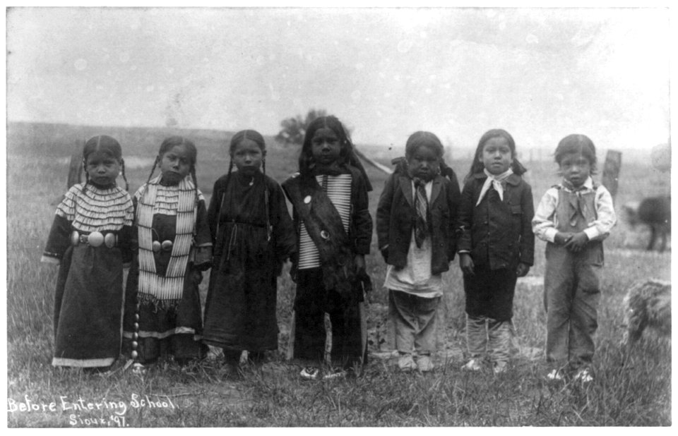 Hampton Institute, Hampton, Va. - before entering school - seven Indian children of uneducated parents LCCN2001703887