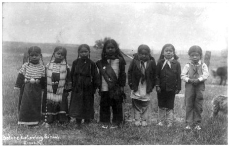 Hampton Institute, Hampton, Va. - before entering school - seven Indian children of uneducated parents LCCN2001703887