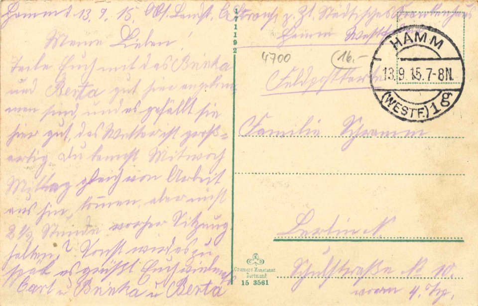 Hamm i. Westf., Nordrhein-Westfalen - Bahnhof; Falkdenkmal; Kurhaus (back) (Zeno Ansichtskarten)