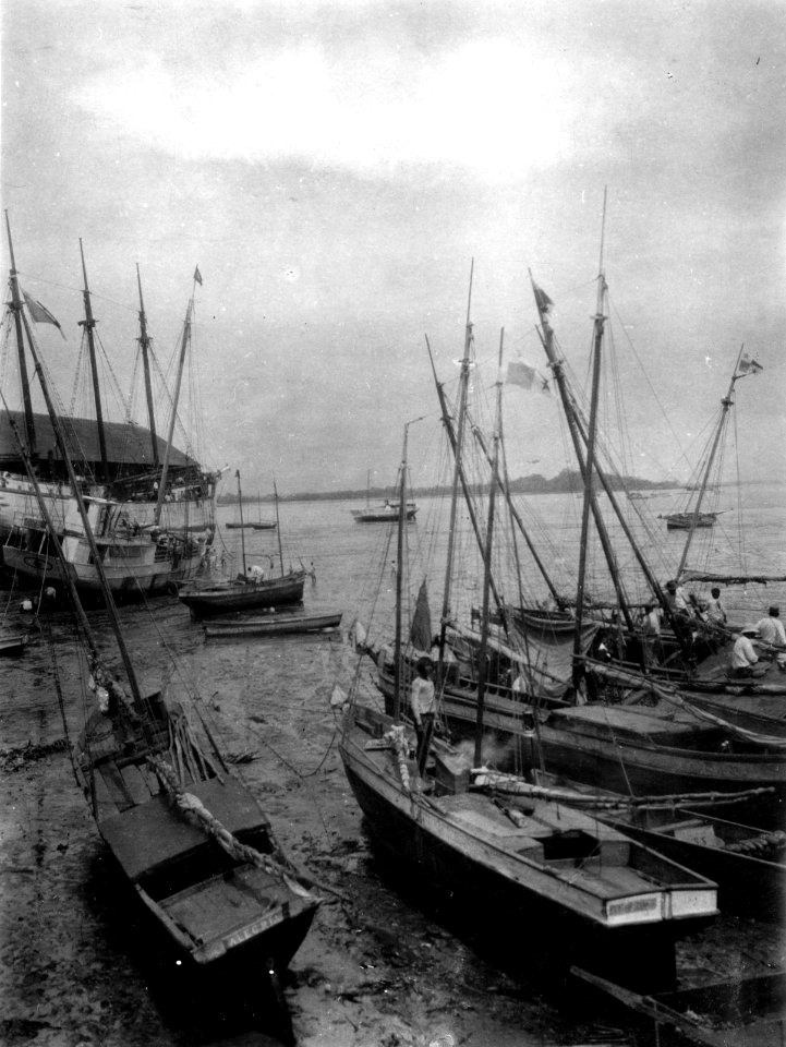 Hamnen i staden Panamá vid ebb. Under floden inkomna fartyg ligga nu helt torra. Panama City - SMVK - 004469