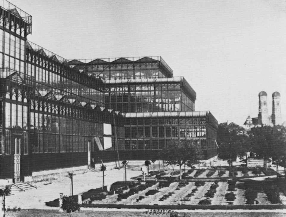 Hanfstaengl, Franz - Der Glaspalast kurz vor Vollendung des Rohbaus (2) (Zeno Fotografie)