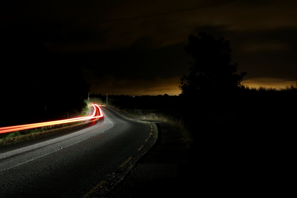 Night road long exposure