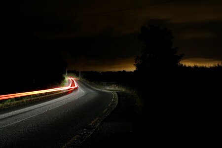 Night road long exposure photo