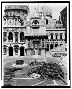 Inner court of Ducal Palace showing fragments of the Campanile saved from the ruins, Venice LCCN2002716873