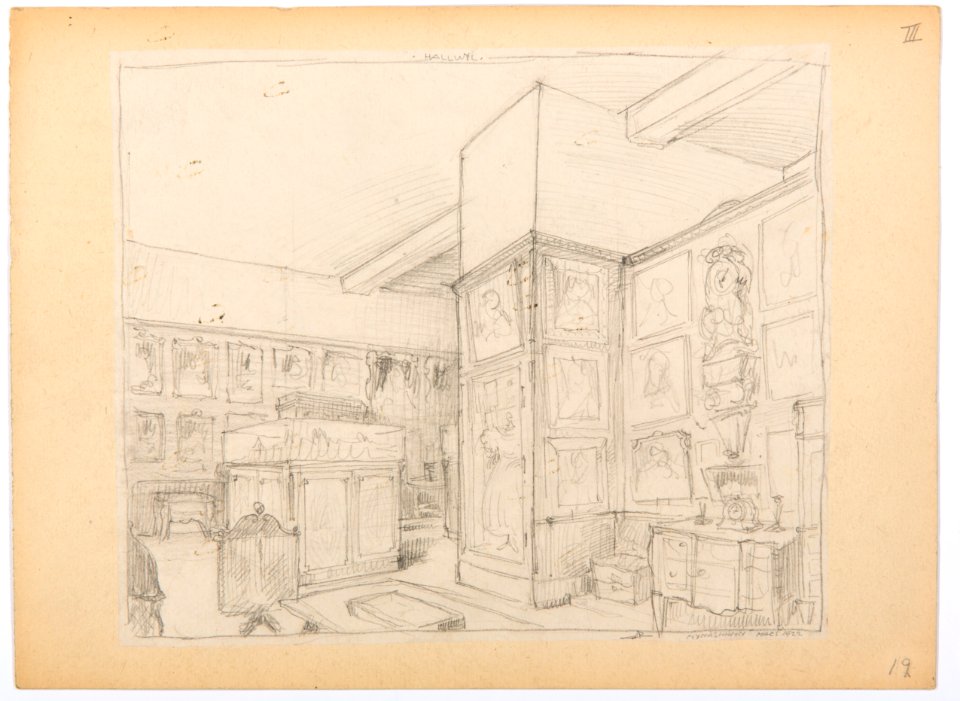 Inredningsritning på Landesmuseum Zürich, 1922 - Hallwylska museet - 102173