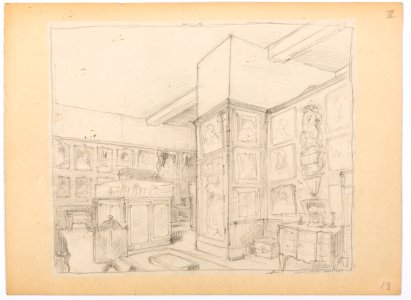 Inredningsritning på Landesmuseum Zürich, 1922 - Hallwylska museet - 102173