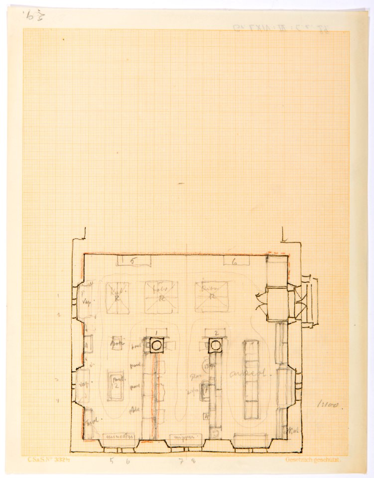 Inredningsritning, Landesmuseum Zürich - Hallwylska museet - 102183