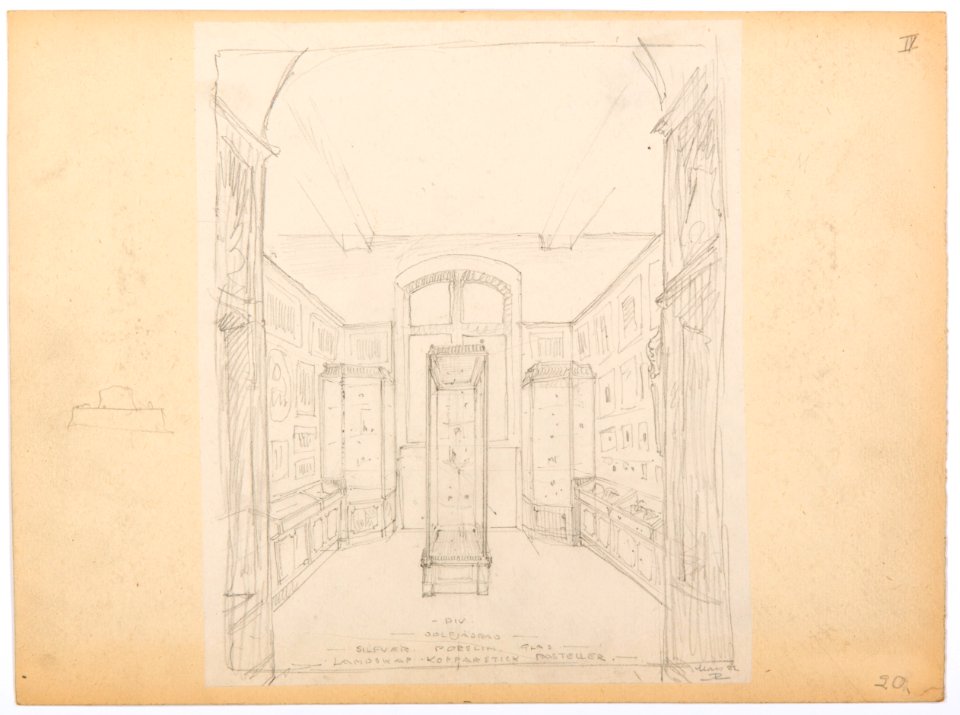 Inredningsritning Landesmuseum Zürich, 1922 - Hallwylska museet - 102174