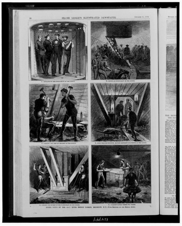 Inside views of the East River Bridge caisson, Brooklyn, N.Y. - from sketches by our special artist. LCCN99472666