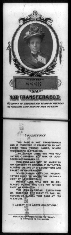 Inside of passport issued to F.B.J. for Pan-American Expo., Buffalo, showing bust photo LCCN2006688445