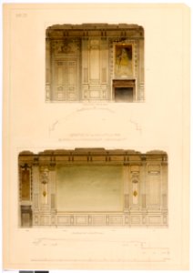 Inrednignsritning matsalens södra och västra väggar, Hallwylska palatset - Hallwylska museet - 102141