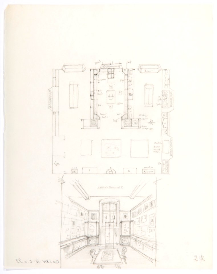 Inredningsritning, Landesmuseum Zürich - Hallwylska museet - 102176