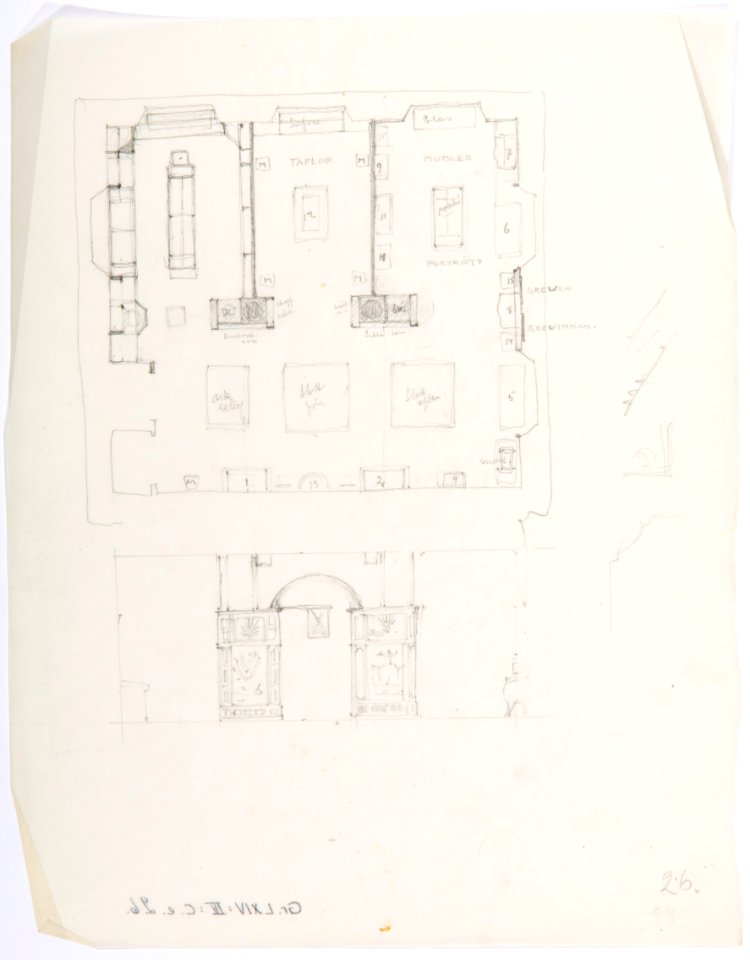Inredningsritning, Landesmuseum Zürich - Hallwylska museet - 102180