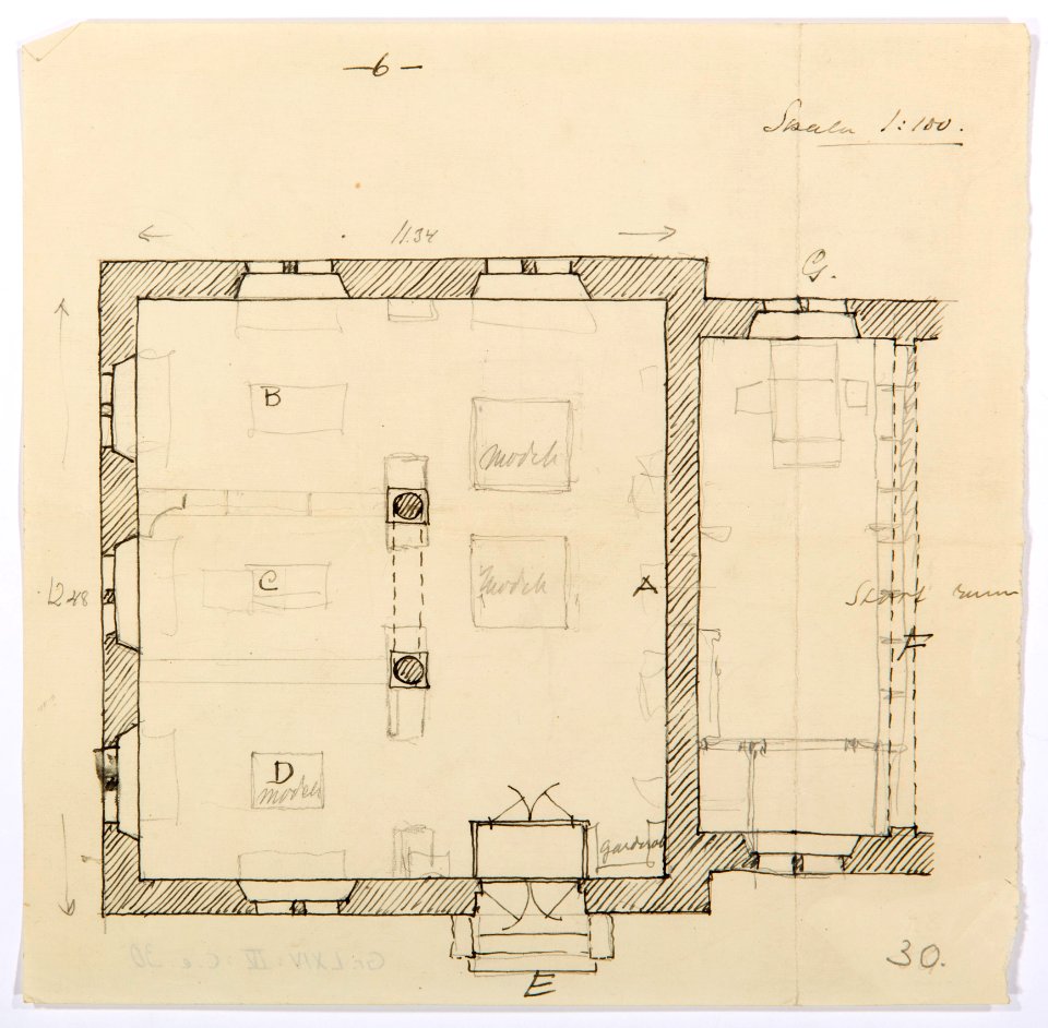 Inredningsritning, Landesmuseum Zürich - Hallwylska museet - 102184