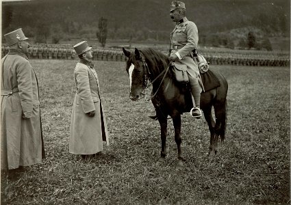 Inspzierung durch Sr.k.u.k.Hoheit Erzh. KARL FRANZ JOSEF. Meldung des Herrn Hauptmann JANKOWIC. Aufgenommen, am 22. September 1915. (BildID 15460356)