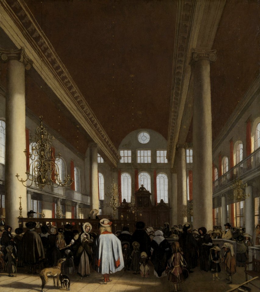 Interieur van de Portugese synagoge te Amsterdam Rijksmuseum SK-A-3738