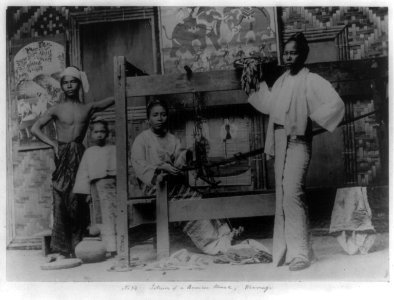 Interior of a Burmese house, weaving LCCN2003663119
