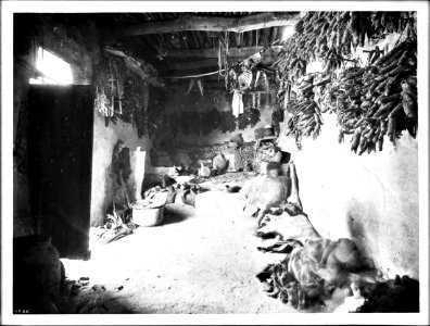 Interior of a Hopi Indian house at Oraibi, Arizona, ca.1900 (CHS-4586)