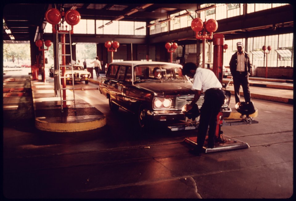 Interior of an Auto Emission Inspection Station in Downtown Cincinnati, Ohio...09-1975 (4265788435)