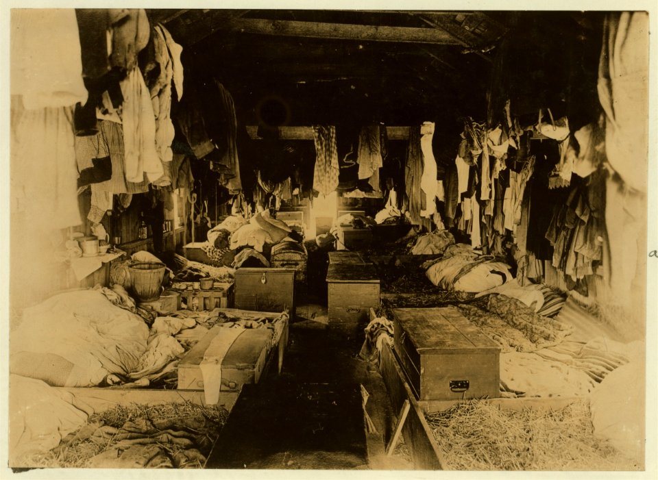 Interior of a shack occupied by berry pickers. Anne Arundel County., Maryland. Courtesy of Maryland Child Labor Committee. LOC cph.3a29820