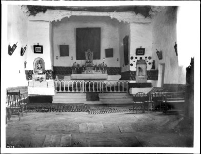 Interior of church at Cibolleta, Mission San Juan Franciscian, New Mexico, ca.1898 (CHS-4558)