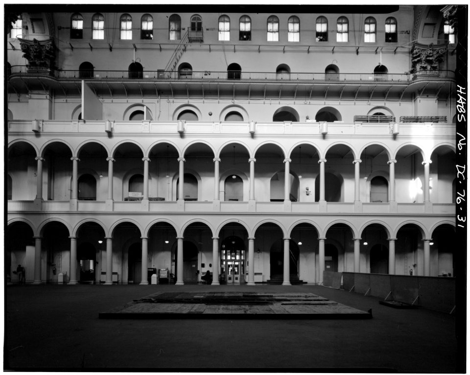 Interior central court north wall