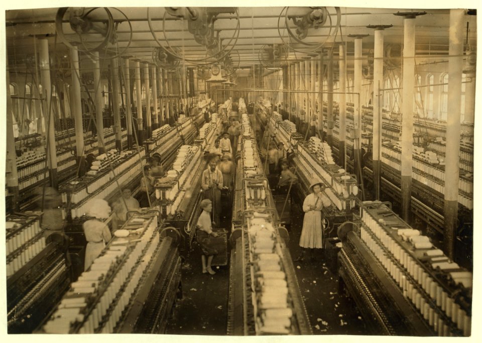 Interior of Magnolia (Miss) Cotton Mills spinning room. See the little ones scattered through the mill. All work. See also other Magnolia photos and labels. LOC cph.3b42902