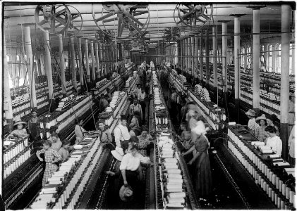 Interior of Magnolia Cotton Mills spinning room. See the little ones scattered through the mill. All work. Magnolia... - NARA - 523307