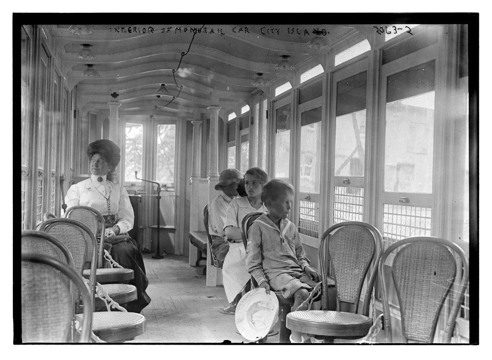 Interior of monorail car, City Island LCCN2014688394