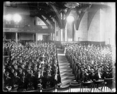 Interior view of chapel filled with female students at the Tuskegee Institute LCCN2009631998