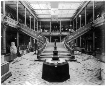 Interior view of the Pavilion of Mexico, showing stairway and exhibits, Paris Exposition, 1889 LCCN92520806 photo