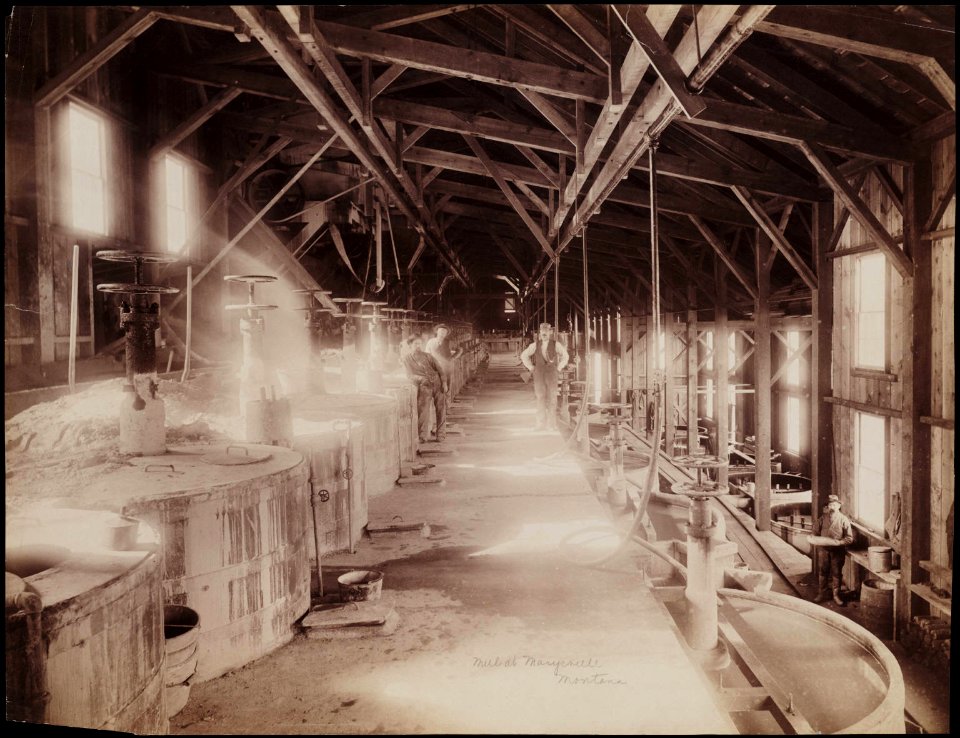 Interior view of the mill at Marysville Montana by Carleton E Watkins