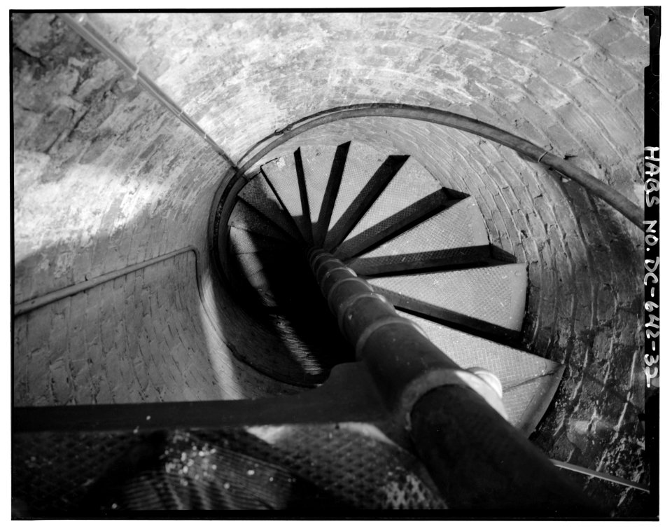 Interior, corner fire escape tower, North Wing (Wing 2)