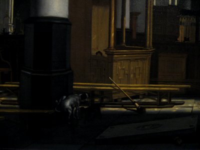 Interior of Oude Kerk Amsterdam detail by de Witte 1660