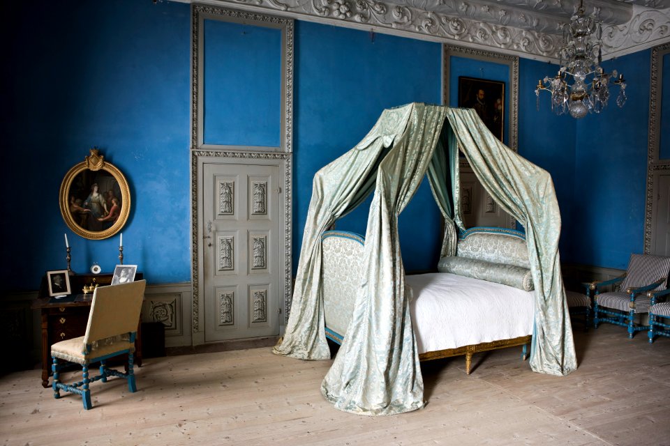 Interiör. Sängen i blå rummet - Skoklosters slott - 85959