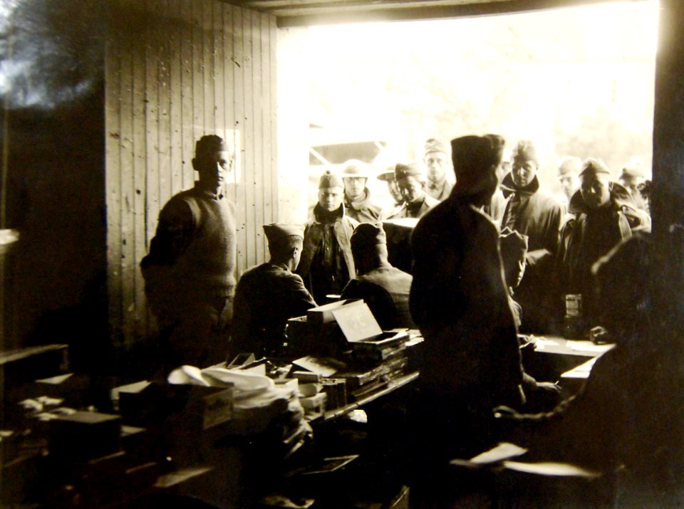 Interior of Sales Commissary Unit 307, 77th Division, Mareuil-en-Dole, France, 1918 (31447773384)