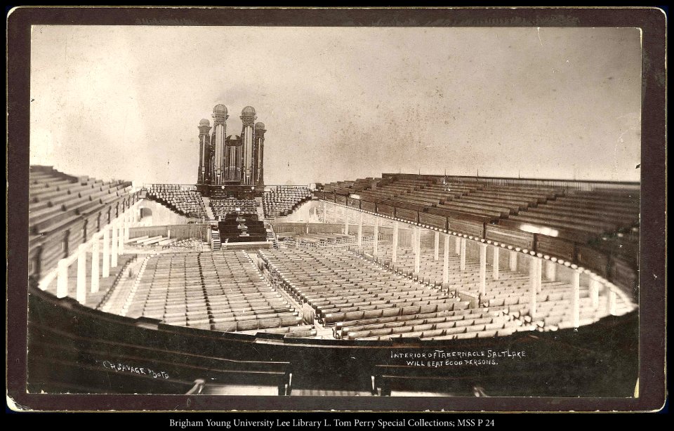 Interior of the Tabernacle. Will seat 8,000 persons, C.R. Savage, Photo.