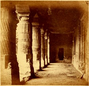 Interior of Verandah, Cave No. 1—Ajunta