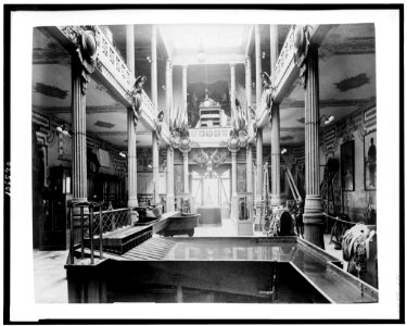 Interior view of the Pavilion of Mexico with model of a canal system in foreground, Paris Exposition, 1889 LCCN92520809