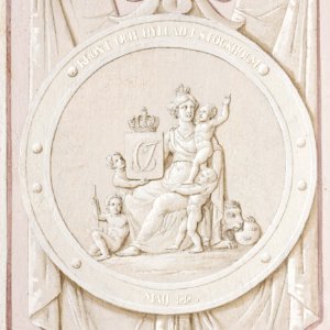 Interiör, detalj. Minnesrundeln. Grissaillemåleri. Karl XIV Joahns kröning - Skoklosters slott - 85963