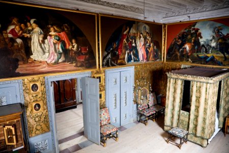Interiör. Gröna sängkammaren. Danska historien.Målningar - Skoklosters slott - 33657