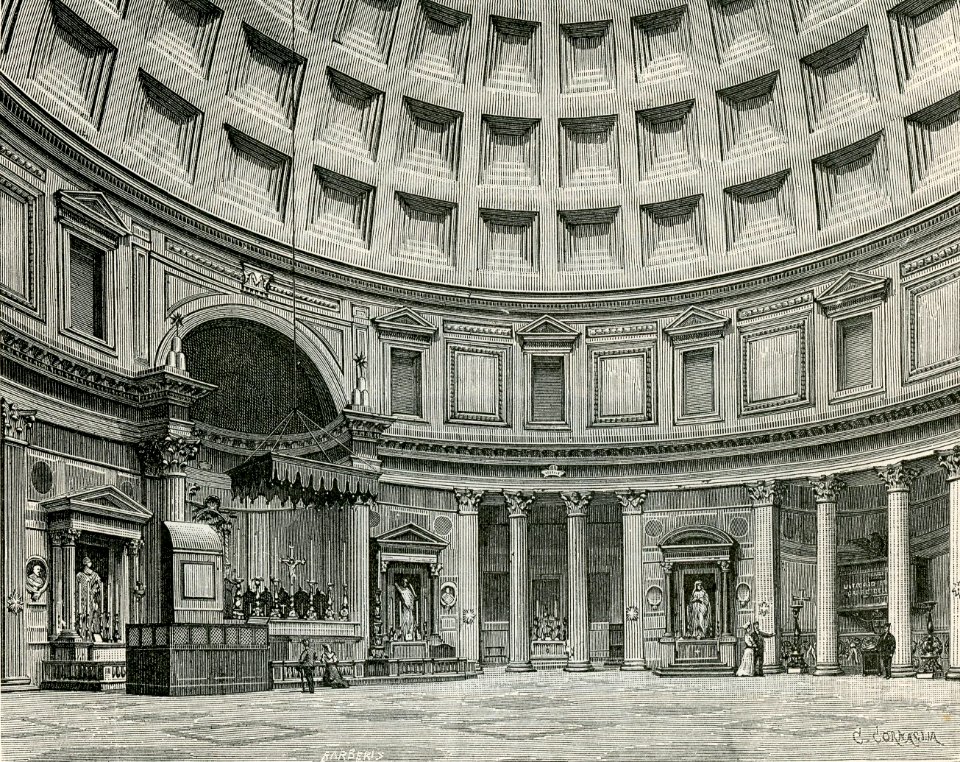 Interno del Pantheon xilografia