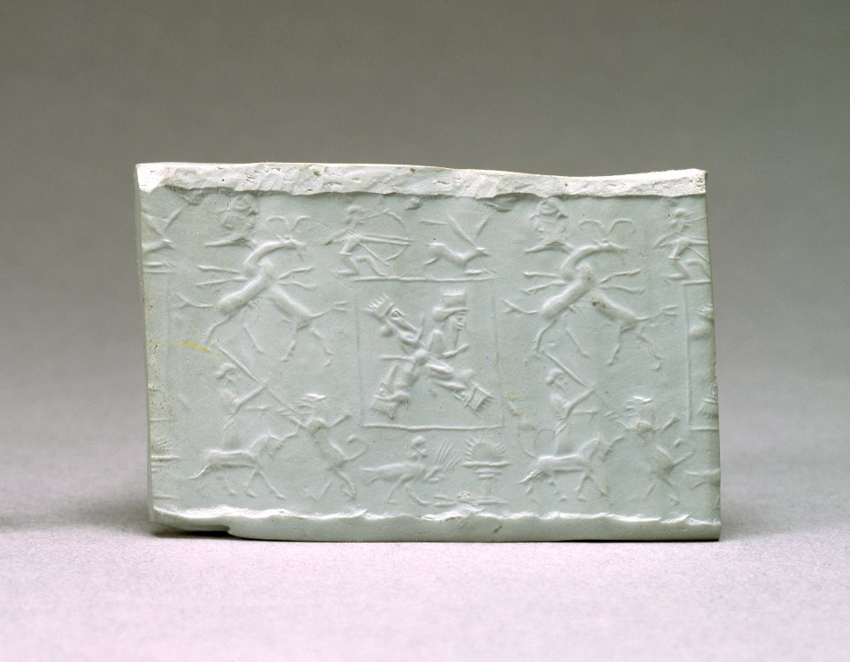Iranian - Cylinder Seal with Heroes Surrounded by Hunters and Animals - Walters 42445 - Impression