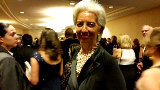 International Monetary Fund managing director Christine Lagarde heads to a reception at the annual White House Correspondents' Association dinner at the Washington Hilton in Washington, April 30, 2016
