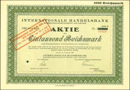 Internationale Handelsbank 1925 photo