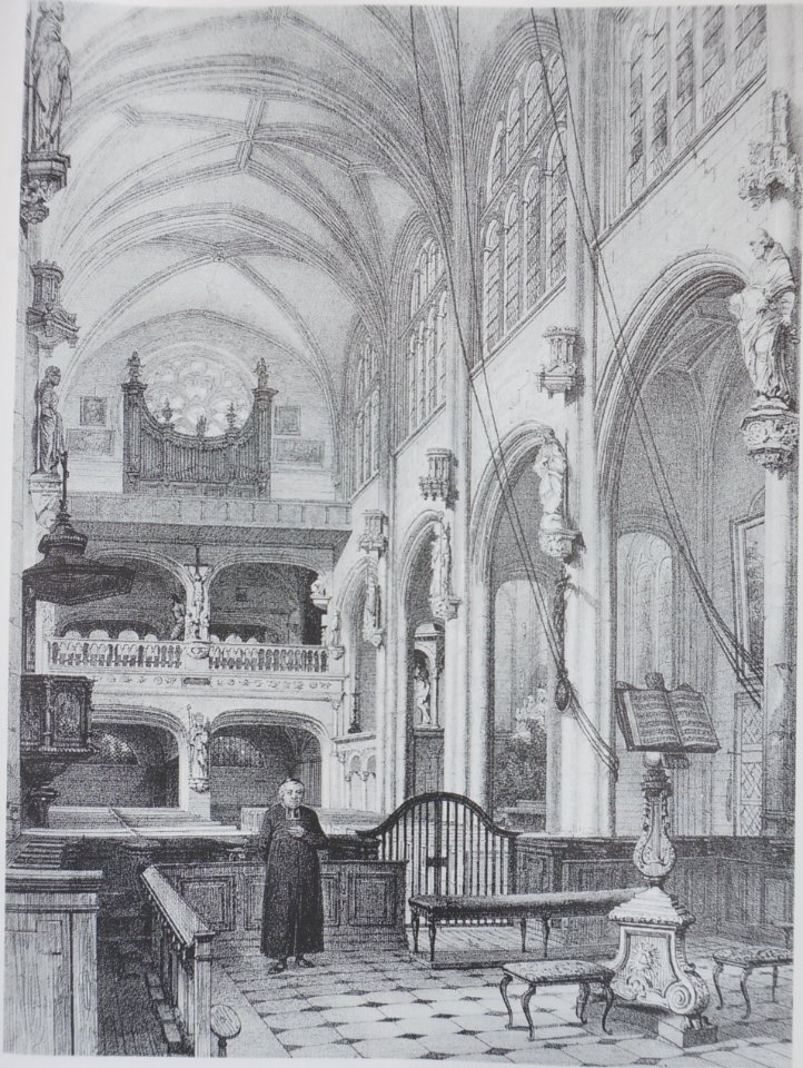Intérieur église saint-Nicolas dessin Fichot vers 1852